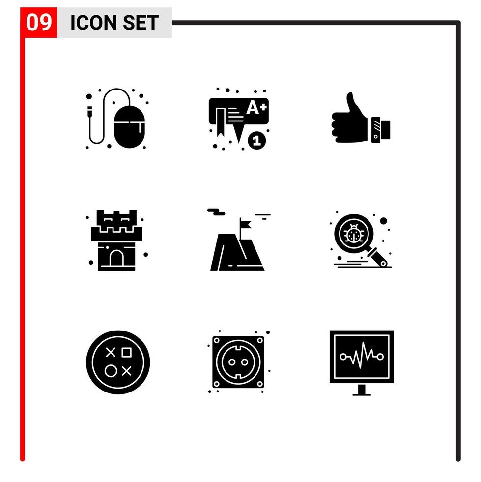 9 Solid Glyph concept for Websites Mobile and Apps sand beach preschool thumbs hand Editable Vector Design Elements