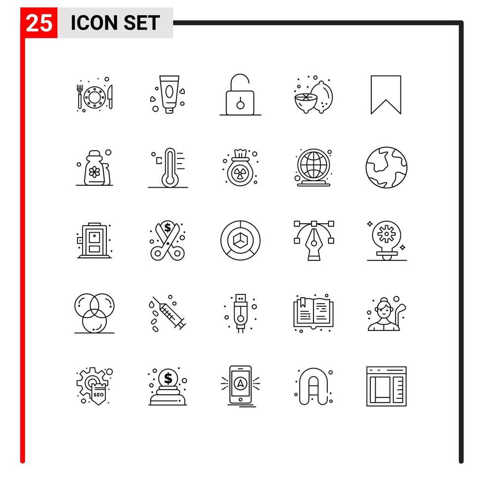 25 Creative Icons Modern Signs and Symbols of interface flag safety fruit food Editable Vector Design Elements