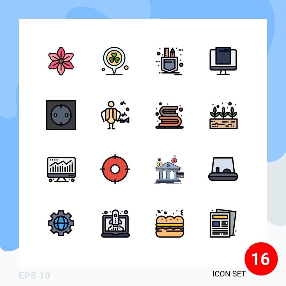 Flat Color Filled Line Pack of 16 Universal Symbols of appliances imac patch device computer Editable Creative Vector Design Elements