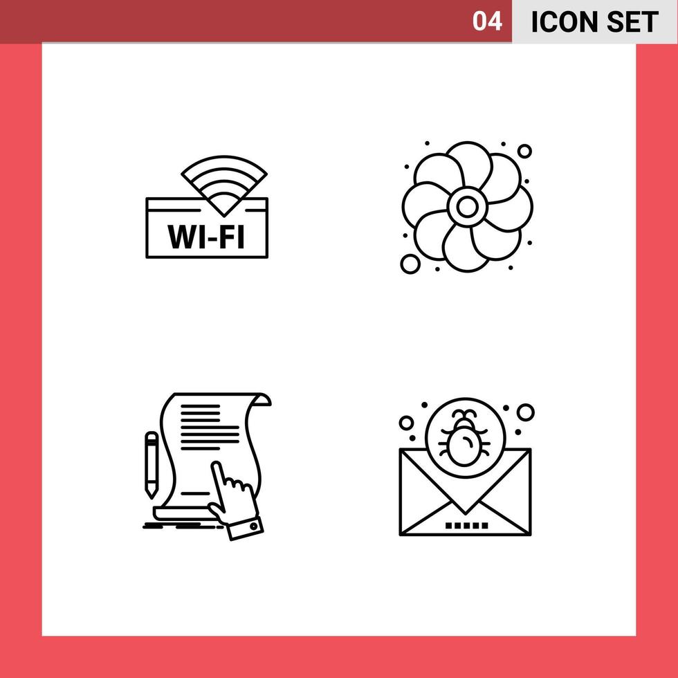 4 Universal Line Signs Symbols of hotel document device mardi sign Editable Vector Design Elements