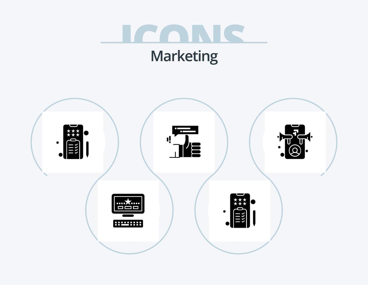 paquete de iconos de glifo de marketing 5 diseño de iconos. marketing. anuncio. bloc. pulgar. como vector