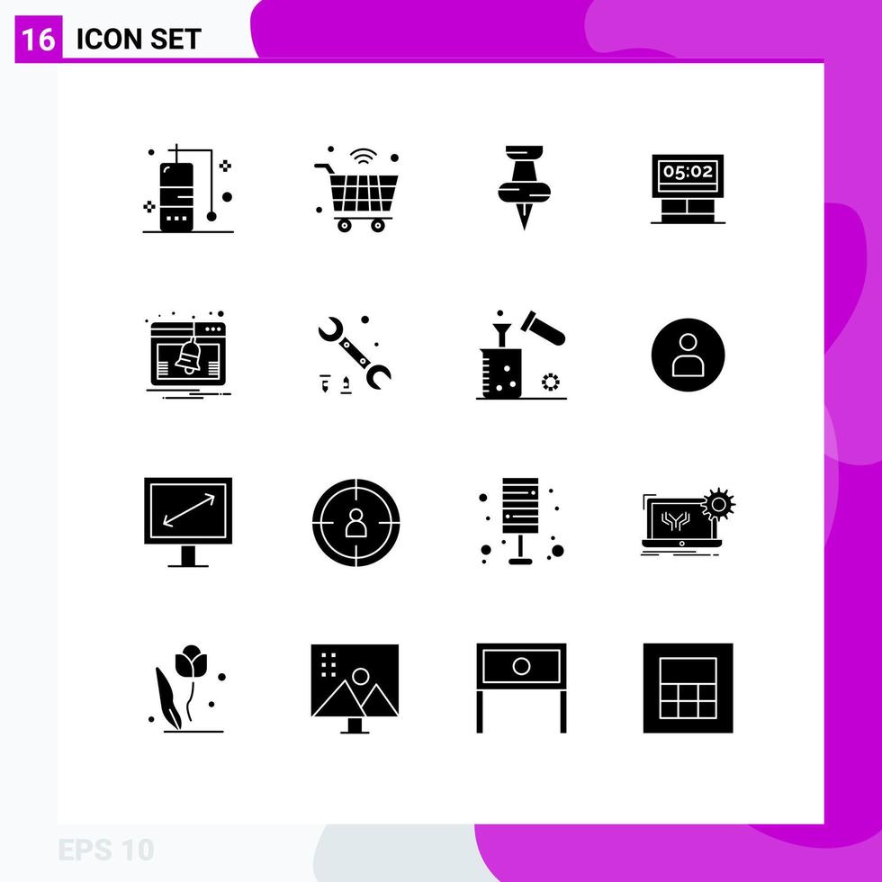 16 Solid Glyph concept for Websites Mobile and Apps notice web education scoreboard game Editable Vector Design Elements