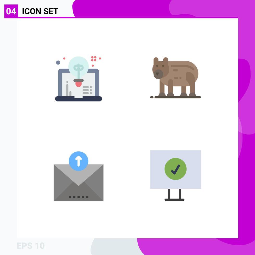 paquete de iconos planos de 4 símbolos universales de la idea de correo electrónico de arte elementos de diseño vectorial editables enviados polarmente vector