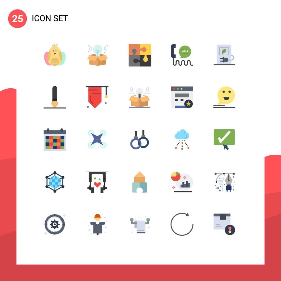 25 User Interface Flat Color Pack of modern Signs and Symbols of car contact piece communication call Editable Vector Design Elements
