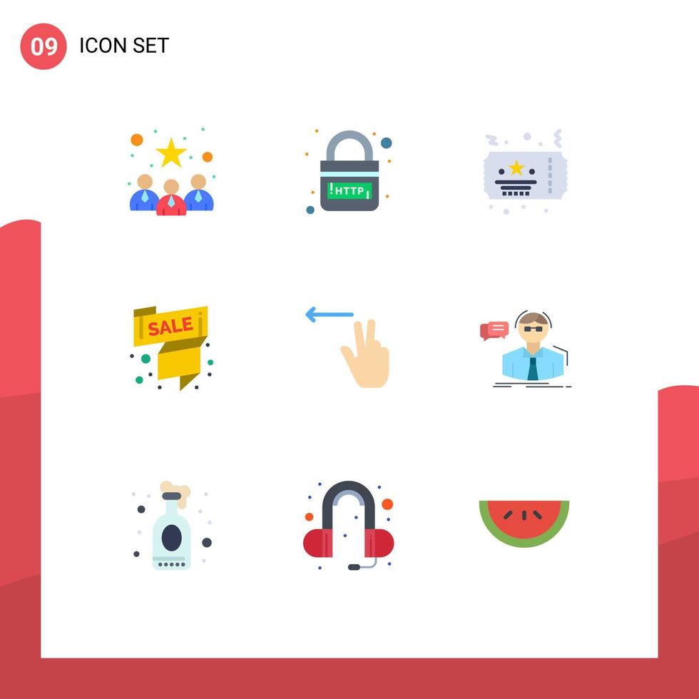 Universal Icon Symbols Group of 9 Modern Flat Colors of offer sale label security sale party Editable Vector Design Elements