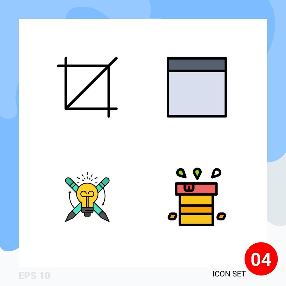 conjunto de 4 iconos de interfaz de usuario modernos signos de símbolos para elementos de diseño vectorial editables resistentes a la luz de estructura alámbrica seca de cultivo vector