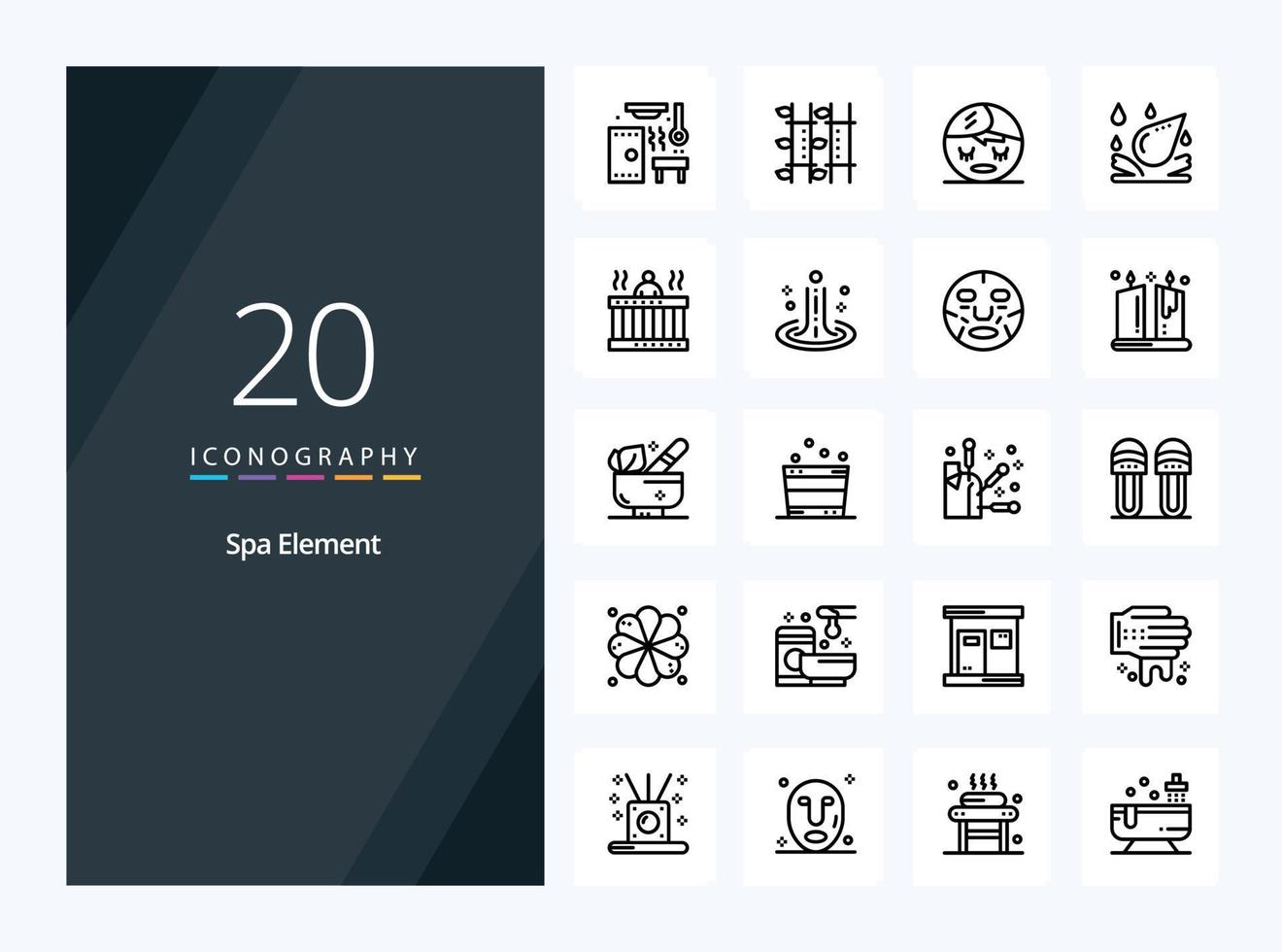 20 Spa Element Outline icon for presentation vector