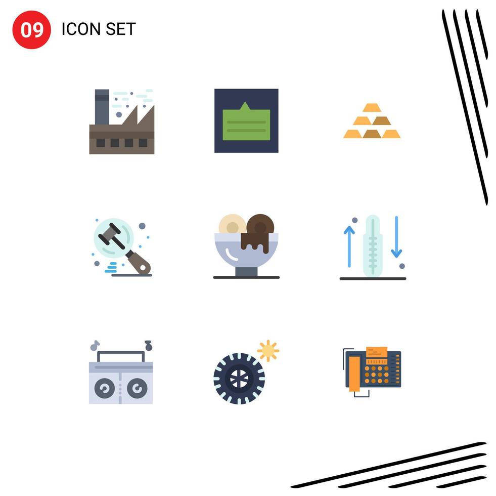 Pack of 9 Modern Flat Colors Signs and Symbols for Web Print Media such as search reserve popup money deposit Editable Vector Design Elements