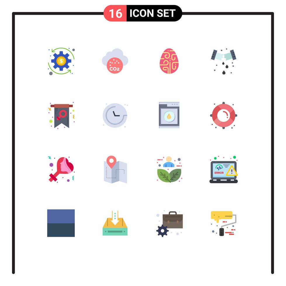 16 iconos creativos signos y símbolos modernos del día decoración de plomería fuga de plomero paquete editable de elementos creativos de diseño de vectores