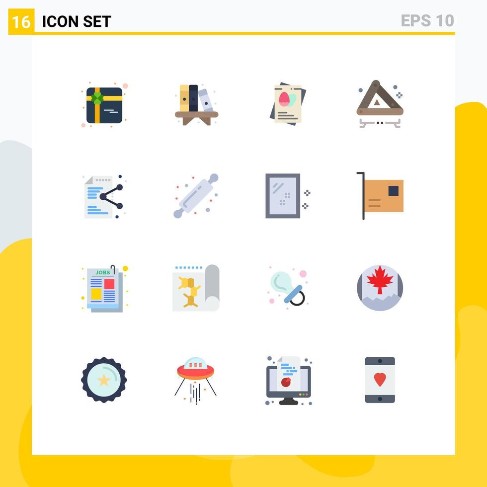 Group of 16 Modern Flat Colors Set for document share egg sign emergency Editable Pack of Creative Vector Design Elements