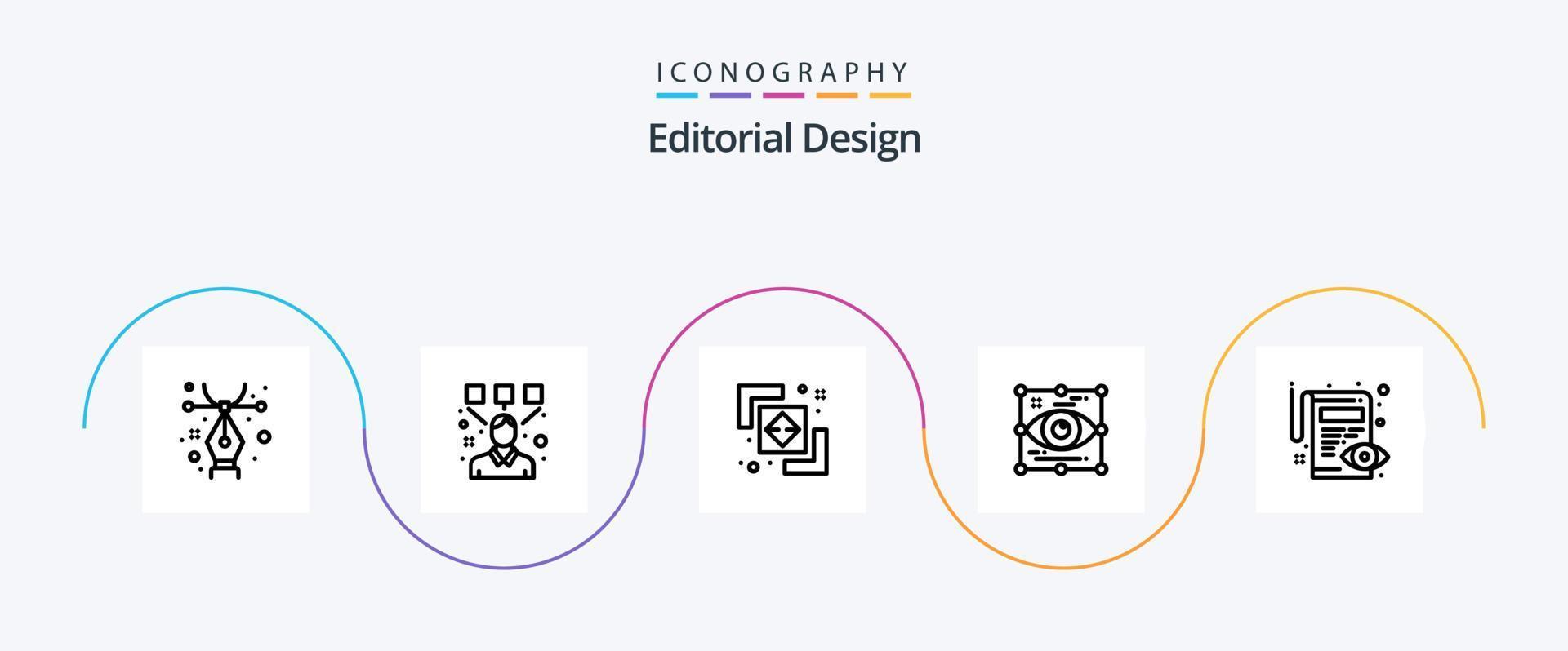 Editorial Design Line 5 Icon Pack Including edit. view. divide. look. design vector