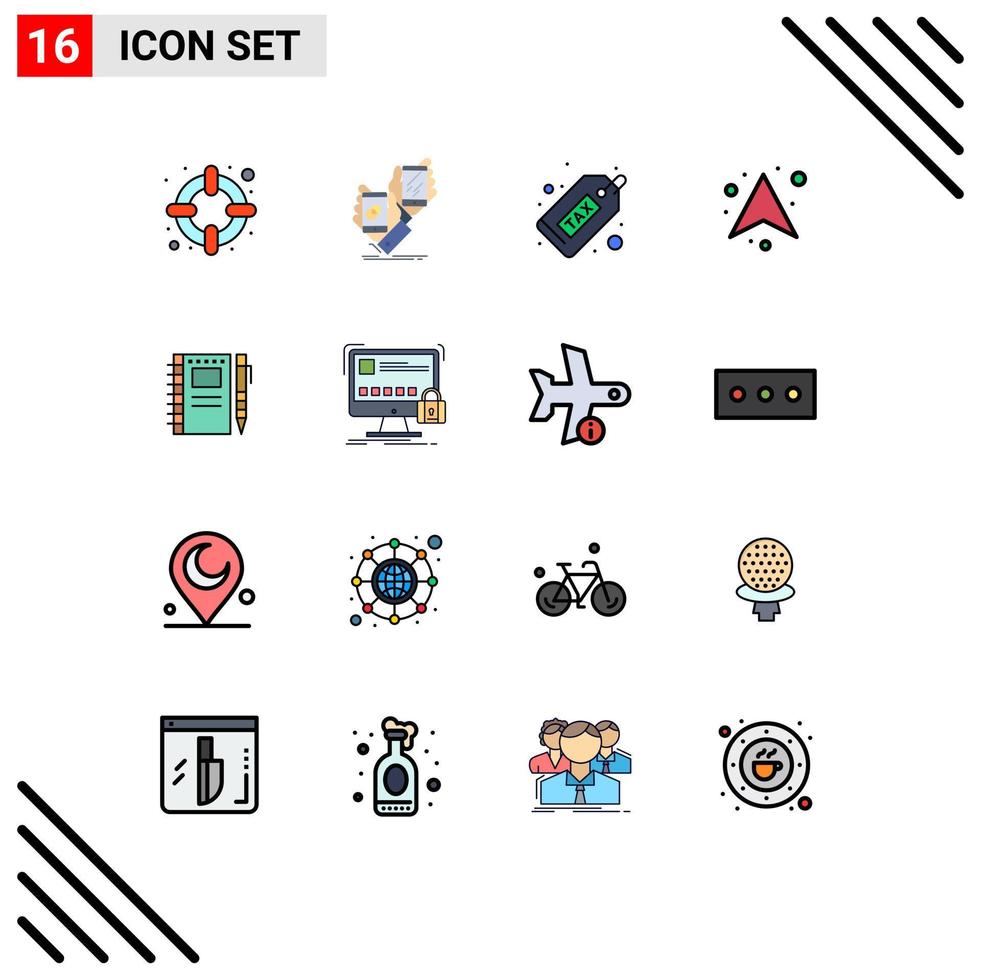 16 User Interface Flat Color Filled Line Pack of modern Signs and Symbols of sketch notebook up cash arrows money Editable Creative Vector Design Elements