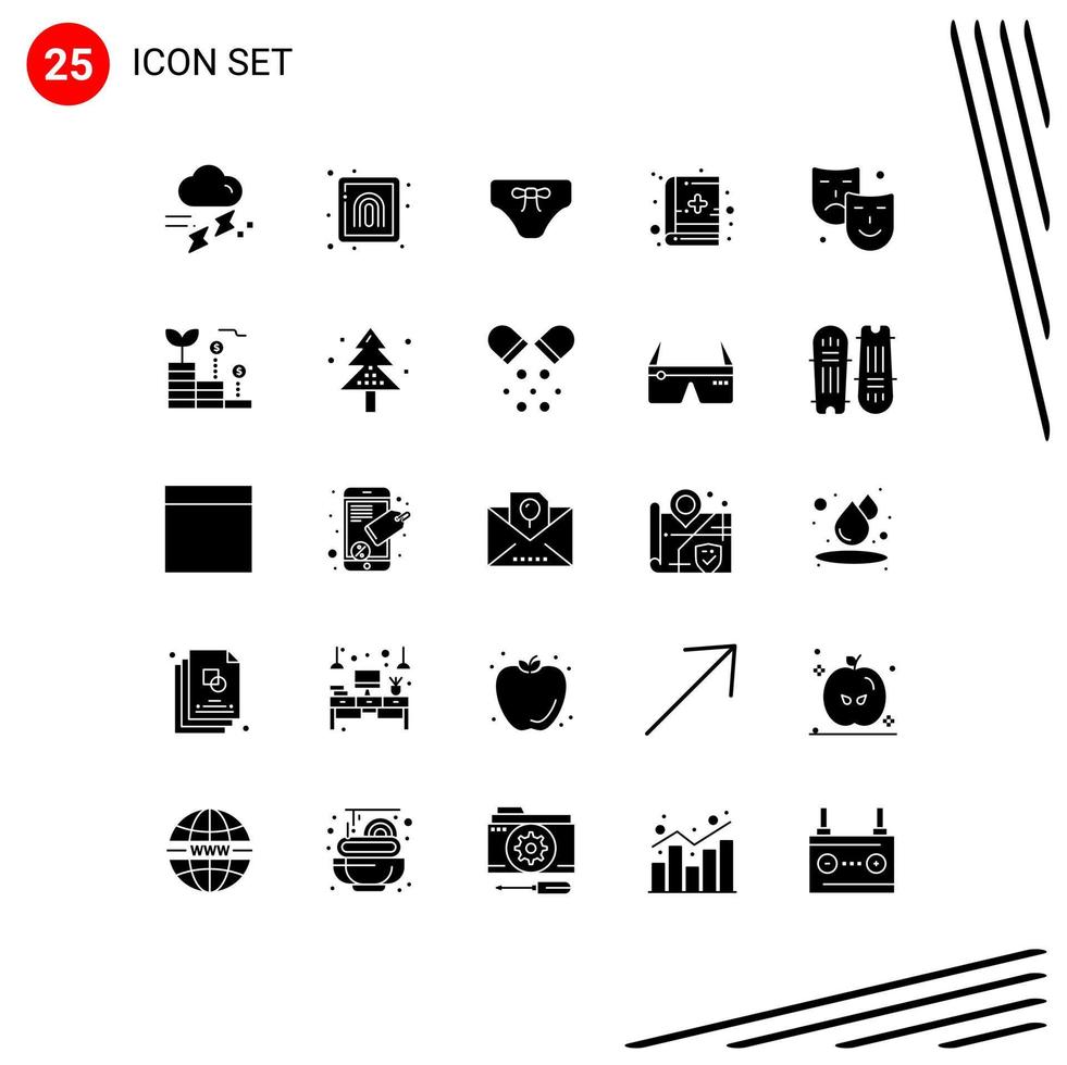 paquete de iconos vectoriales de stock de 25 signos y símbolos de línea para elementos de diseño vectorial editables de ropa de libro médico de máscara vector