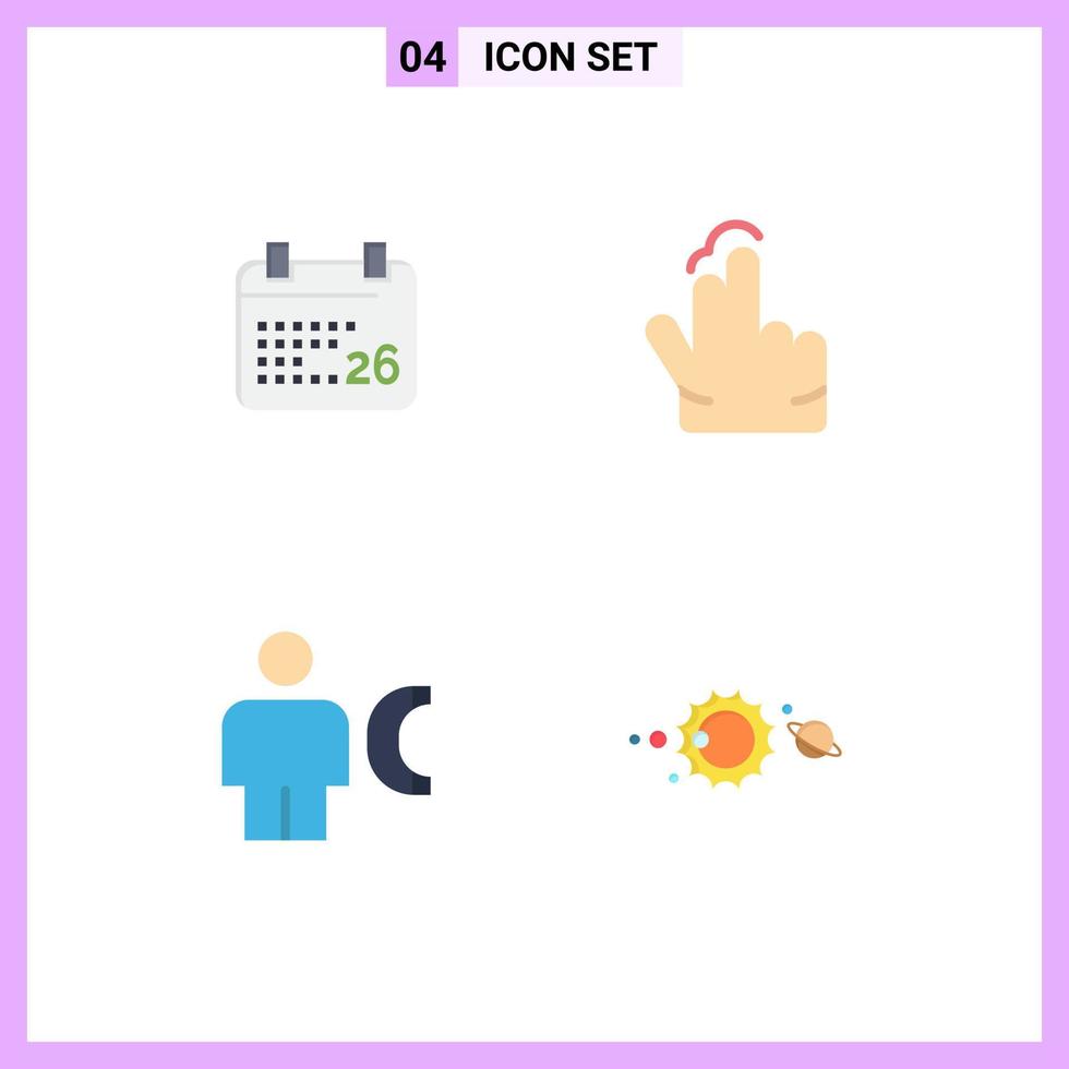 Pack of 4 Modern Flat Icons Signs and Symbols for Web Print Media such as indian body jan hand human Editable Vector Design Elements