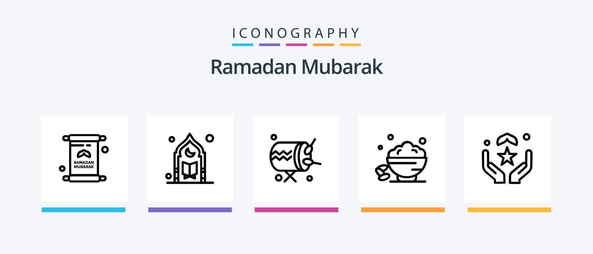 Ramadan Line 5 Icon Pack Including tree. date. islam. moon. mosque. Creative Icons Design vector