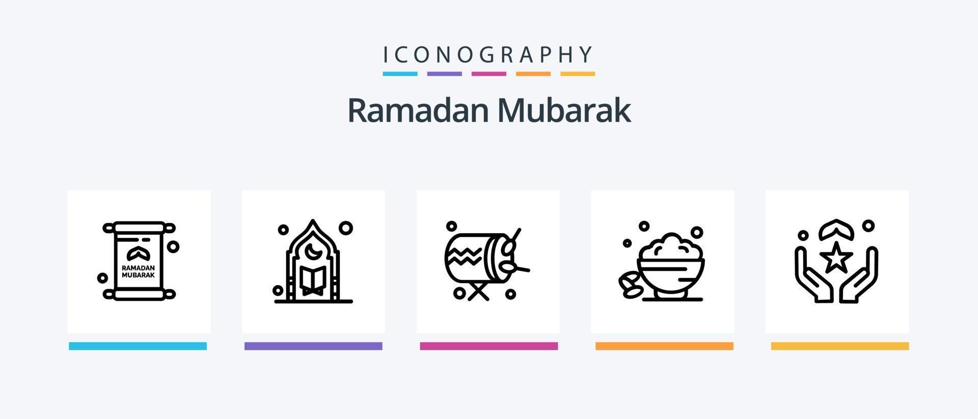 paquete de iconos ramadan line 5 que incluye árbol. fecha. islam. luna. mezquita. diseño de iconos creativos vector