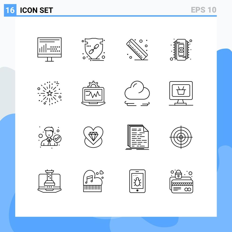 16 Creative Icons Modern Signs and Symbols of celebrate memory protect electronic school Editable Vector Design Elements