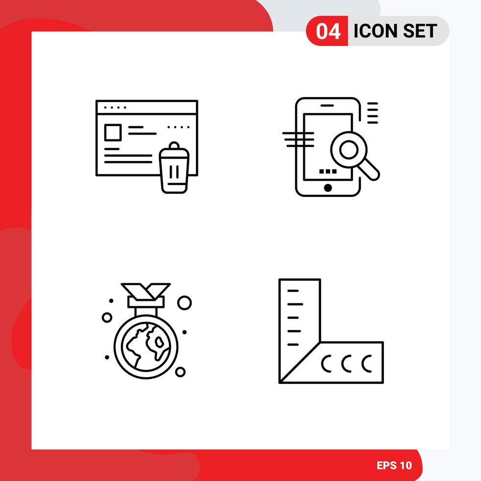 Set of 4 Commercial Filledline Flat Colors pack for gdpr badge security optimize ecology Editable Vector Design Elements
