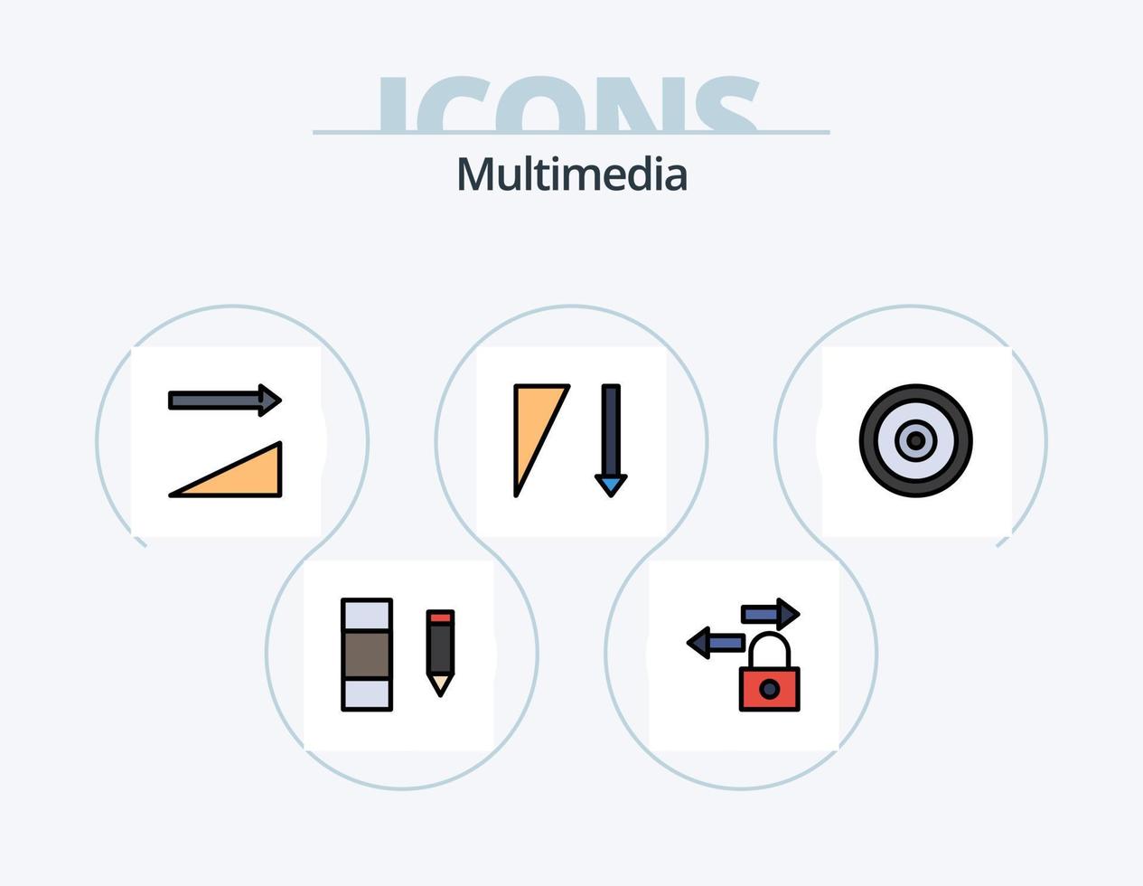 Multimedia Line Filled Icon Pack 5 Icon Design. . web. export. target. mobile vector