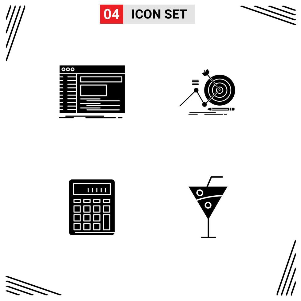 4 Creative Icons Modern Signs and Symbols of admin calculator root success business Editable Vector Design Elements