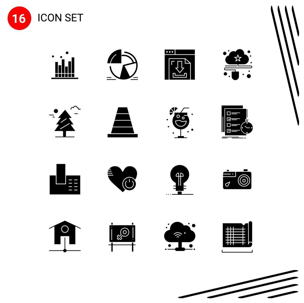 Pictogram Set of 16 Simple Solid Glyphs of mouse connected analytics cloud internet Editable Vector Design Elements