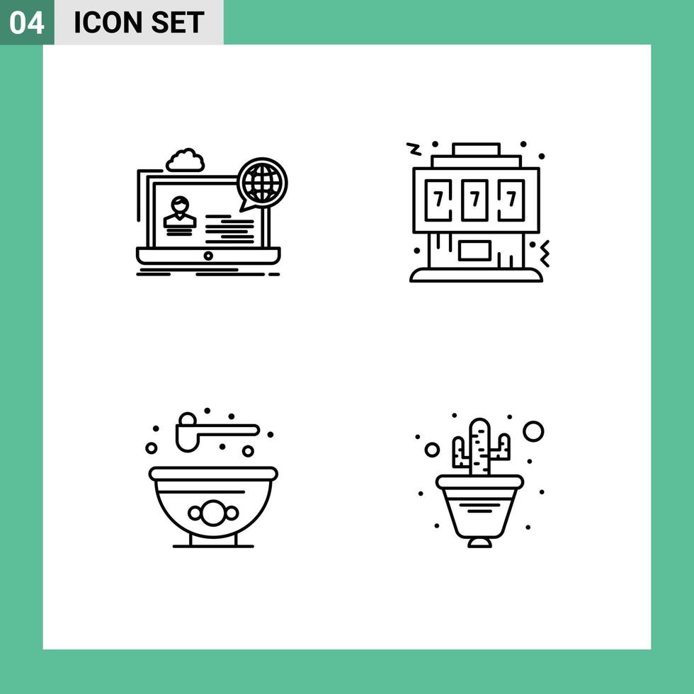 Set of 4 Commercial Filledline Flat Colors pack for webinar console seminar gaming bowl Editable Vector Design Elements