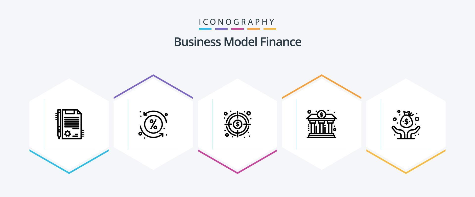 paquete de iconos de 25 líneas de finanzas que incluye capital. poder. financiero. edificio. banco vector