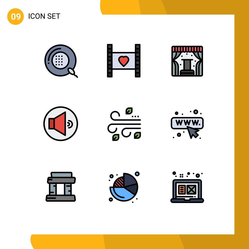 9 Creative Icons Modern Signs and Symbols of blowing speaker love sound stage Editable Vector Design Elements