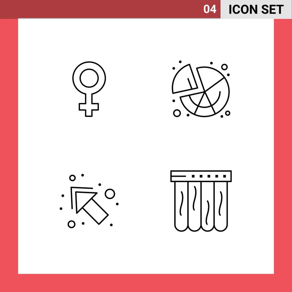 4 Universal Filledline Flat Colors Set for Web and Mobile Applications female left chart graph pool Editable Vector Design Elements