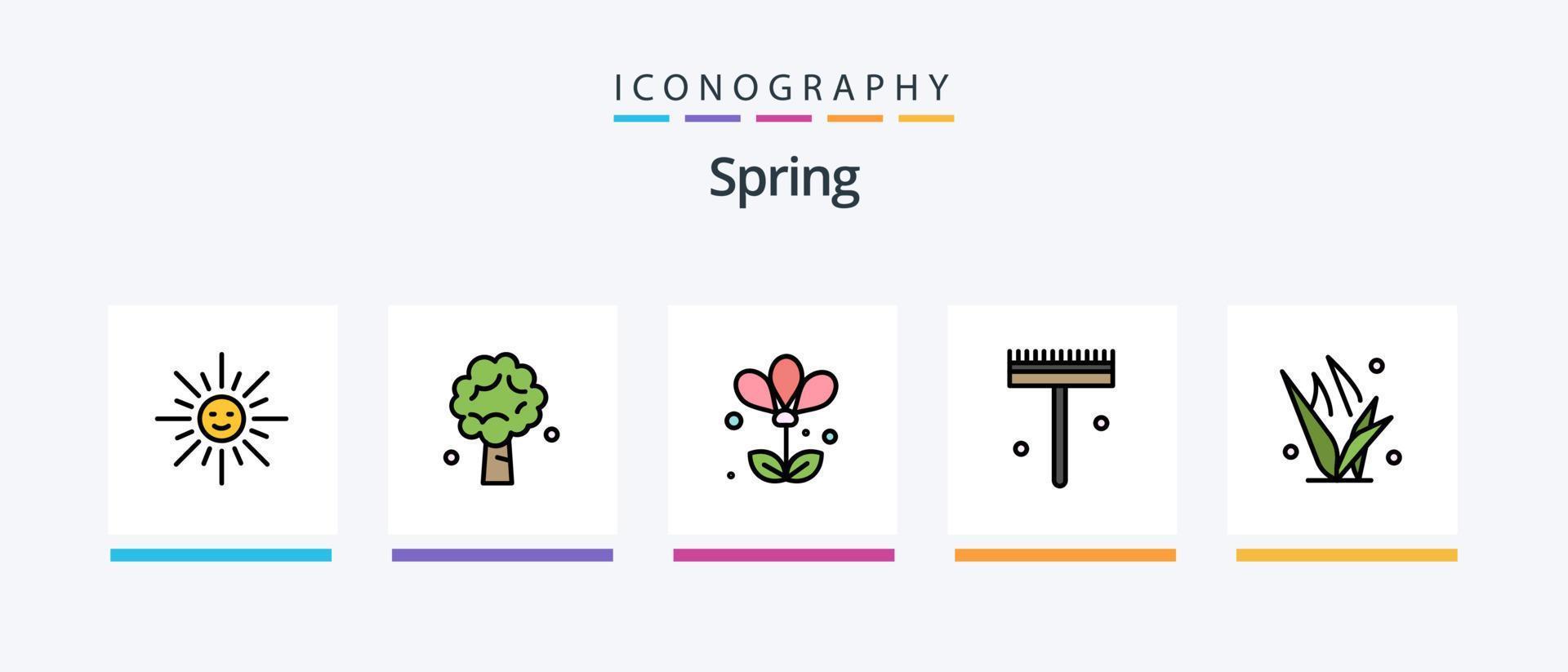 Spring Line Filled 5 Icon Pack Including flora. fly. spring. baloons. lotus flower. Creative Icons Design vector