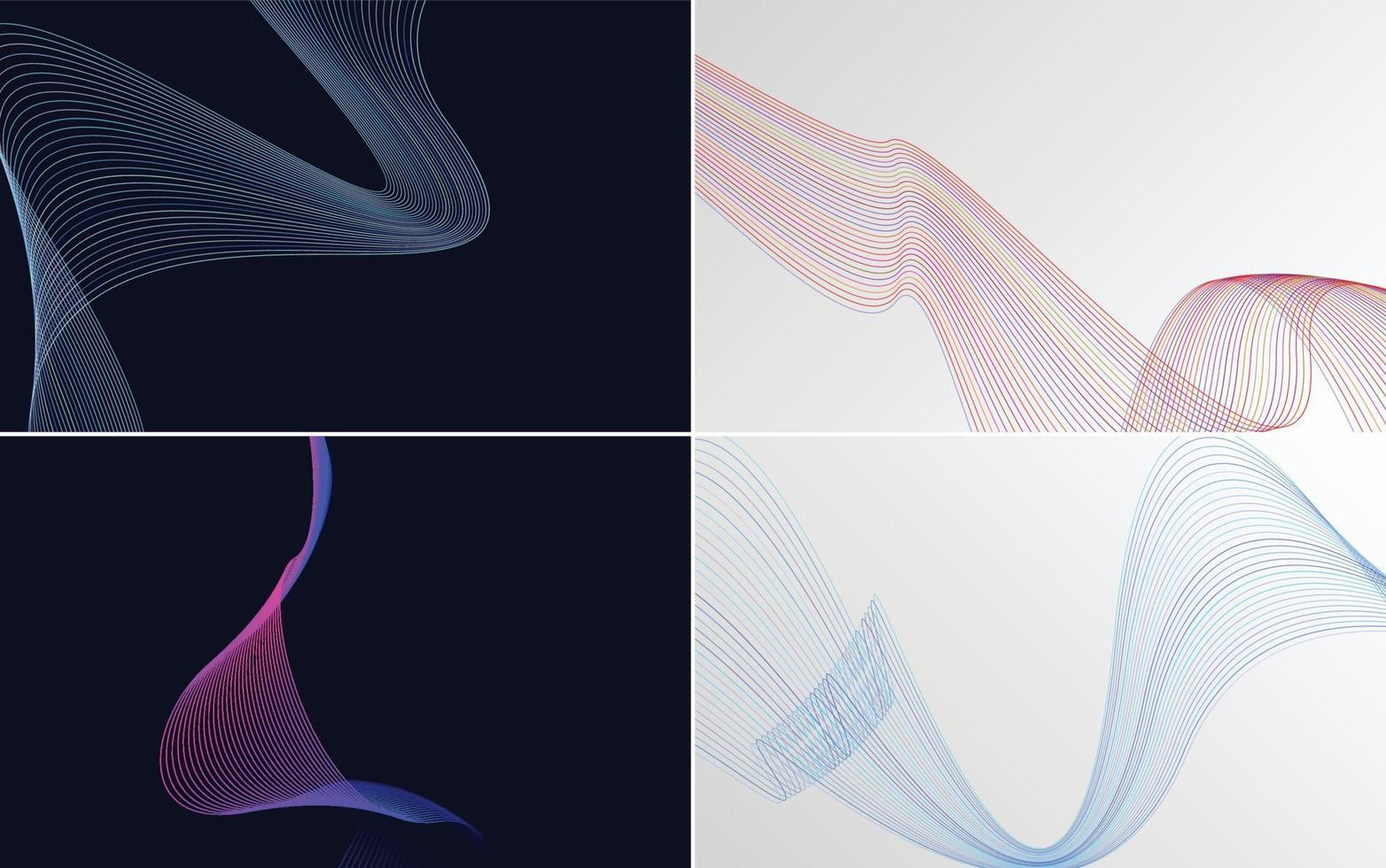Enhance your design with this set of 4 vector line backgrounds