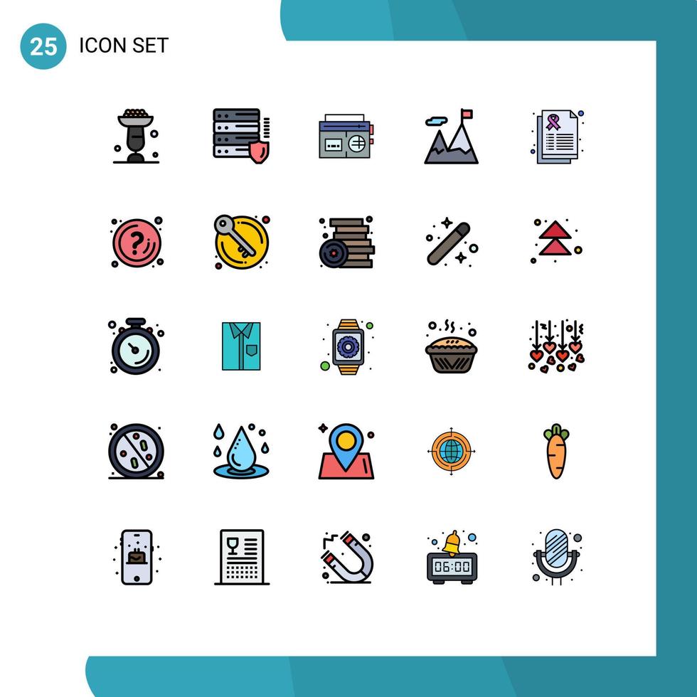 Set of 25 Modern UI Icons Symbols Signs for report mission security business media Editable Vector Design Elements