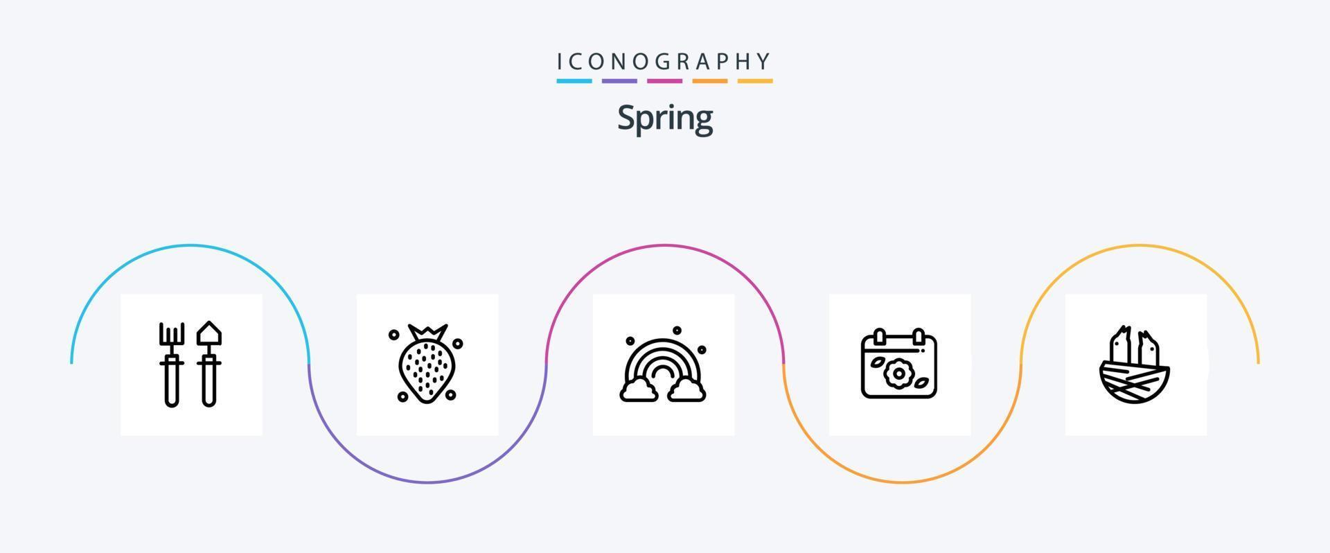 Spring Line 5 Icon Pack Including bird. spring. nature. date. calendar vector