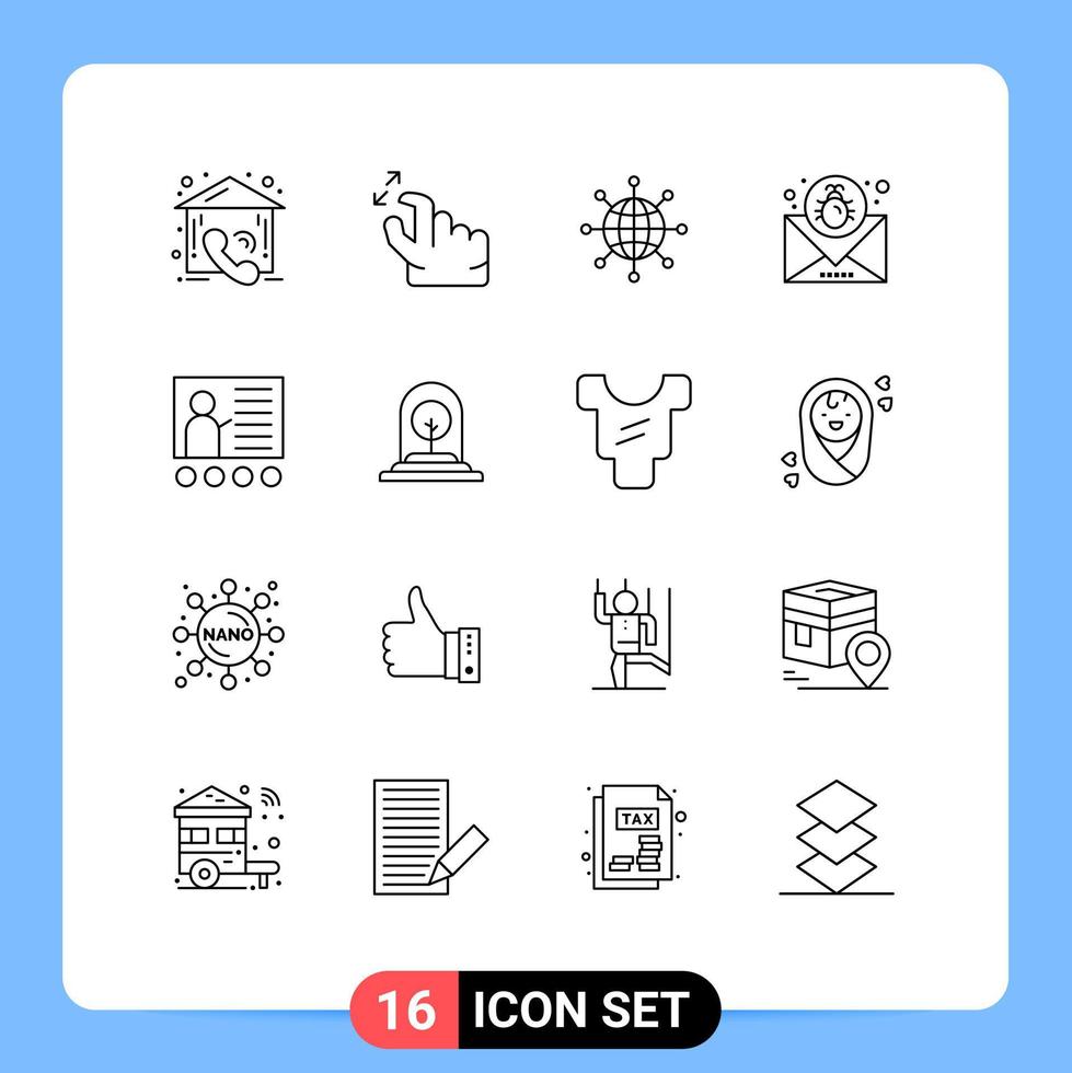 16 Universal Outlines Set for Web and Mobile Applications message email connect bug web Editable Vector Design Elements