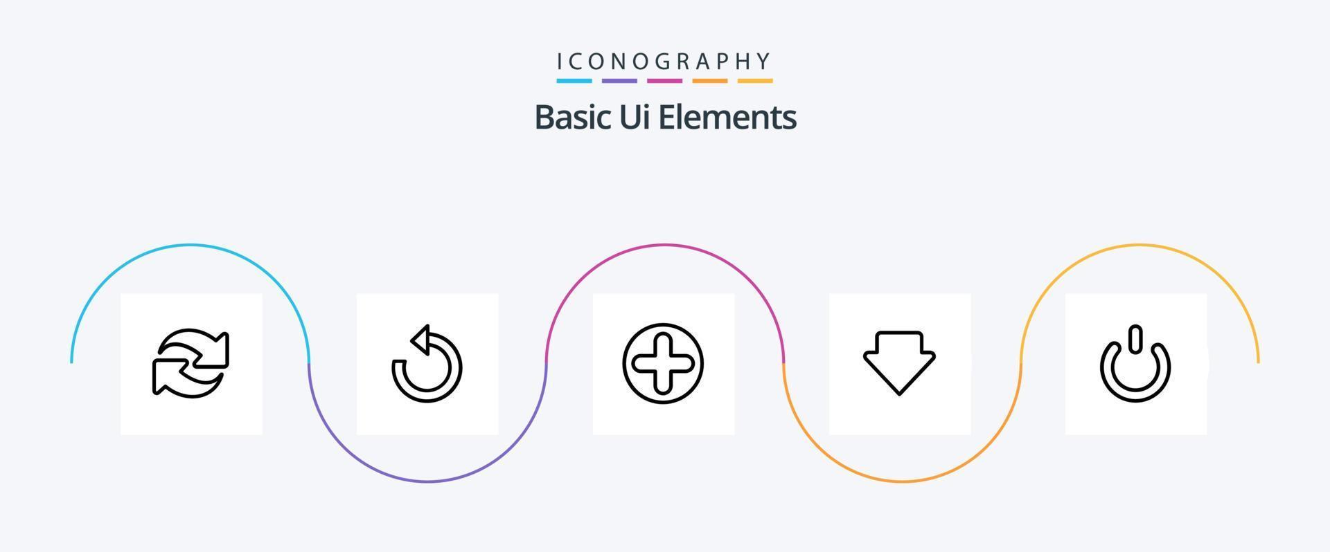 Basic Ui Elements Line 5 Icon Pack Including ia. arrow. power. off vector