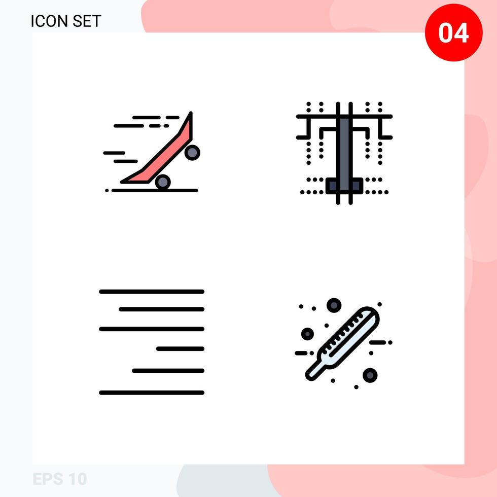 paquete de iconos de vector de stock de 4 signos y símbolos de línea para elementos de diseño de vector editables de cuidado de proceso de patineta derecho rápido