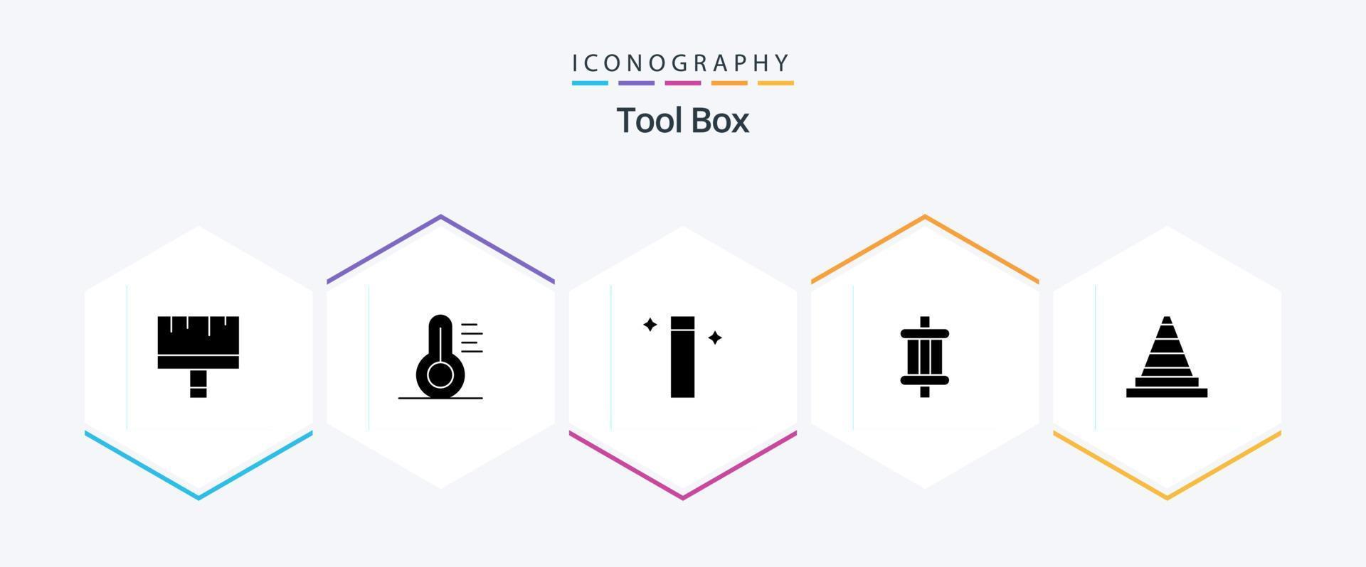 Tools 25 Glyph icon pack including tools. construction. wand. cone. components vector