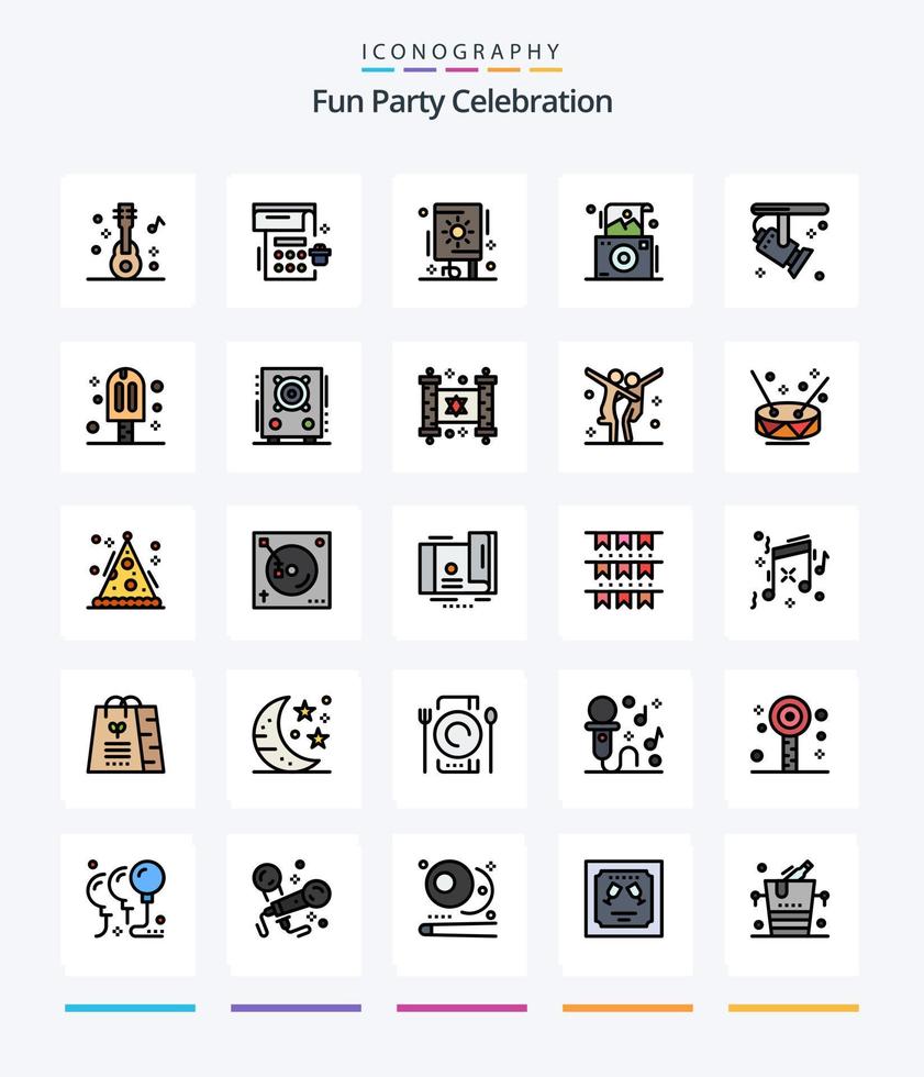 Creative Party 25 Line FIlled icon pack  Such As electronic. polaroid. celebration. photography. camera vector