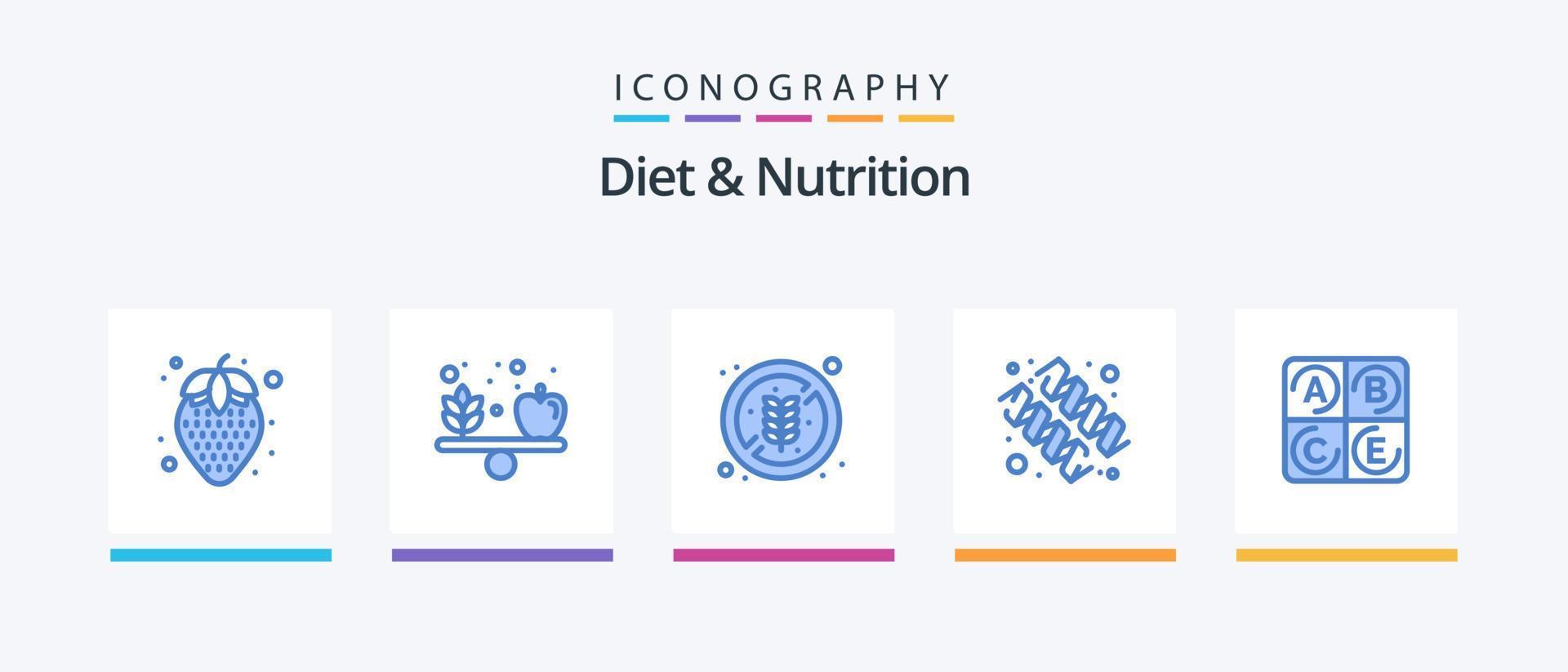 Diet And Nutrition Blue 5 Icon Pack Including health. diet. food. vitamin. protein. Creative Icons Design vector