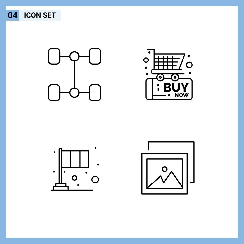 grupo de 4 signos y símbolos de colores planos de línea rellena para elementos de diseño vectorial editables del álbum del día de compra irlandés del automóvil vector