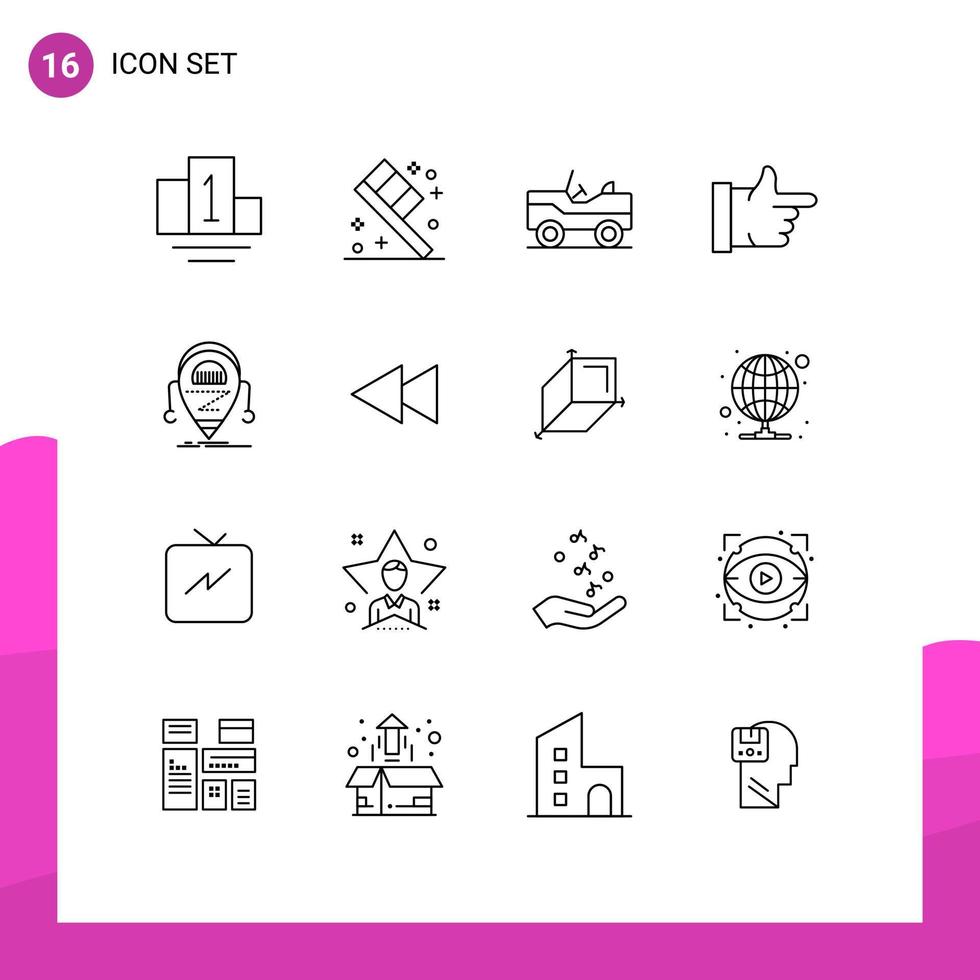 16 Creative Icons Modern Signs and Symbols of back technology like robot beta Editable Vector Design Elements