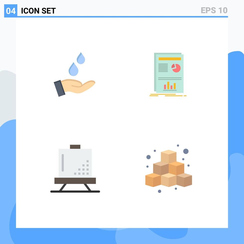Editable Vector Line Pack of 4 Simple Flat Icons of purified coding power graph development Editable Vector Design Elements