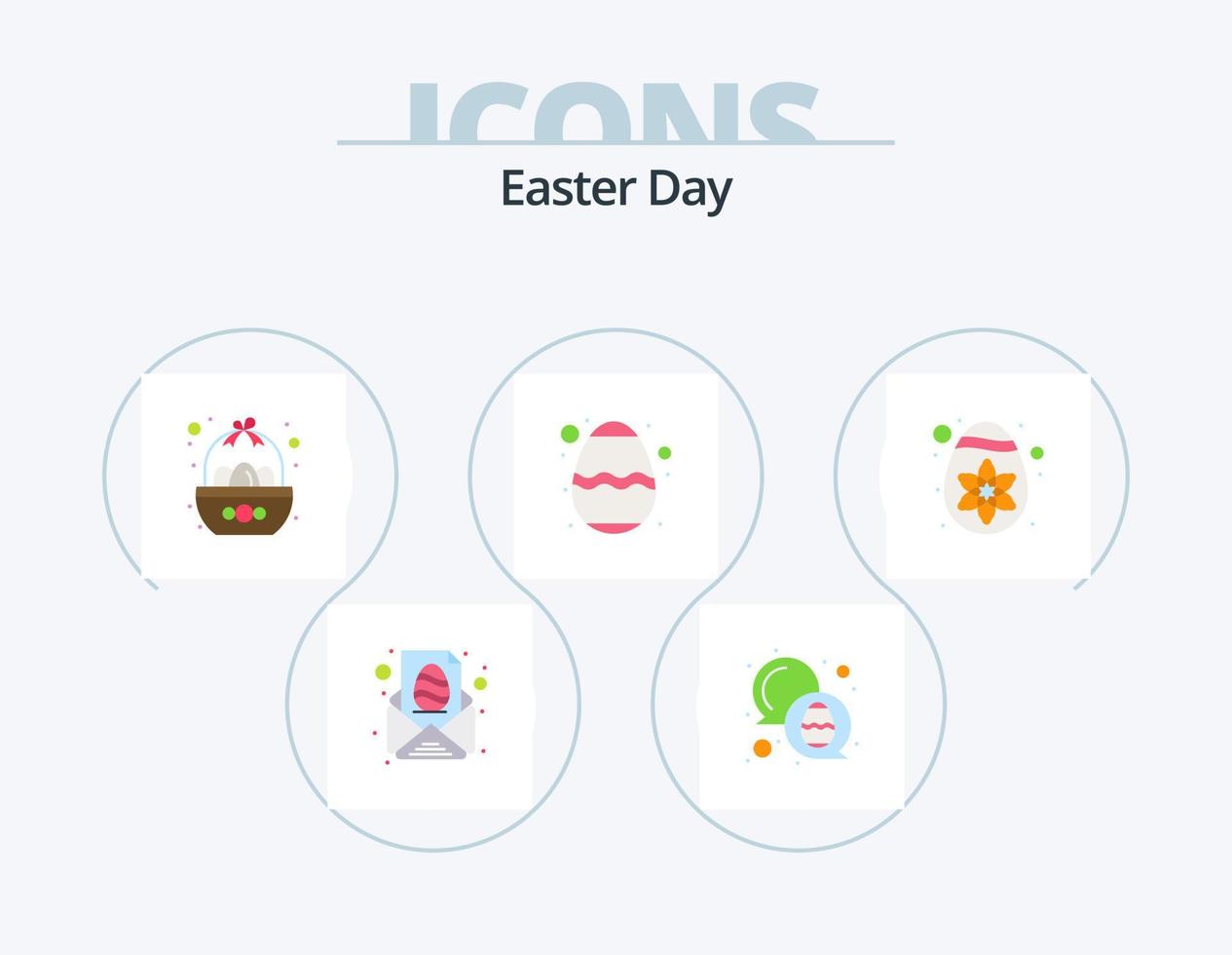 paquete de iconos planos de pascua 5 diseño de iconos. festival. huevo. huevo. Pascua de Resurrección. Pascua de Resurrección vector