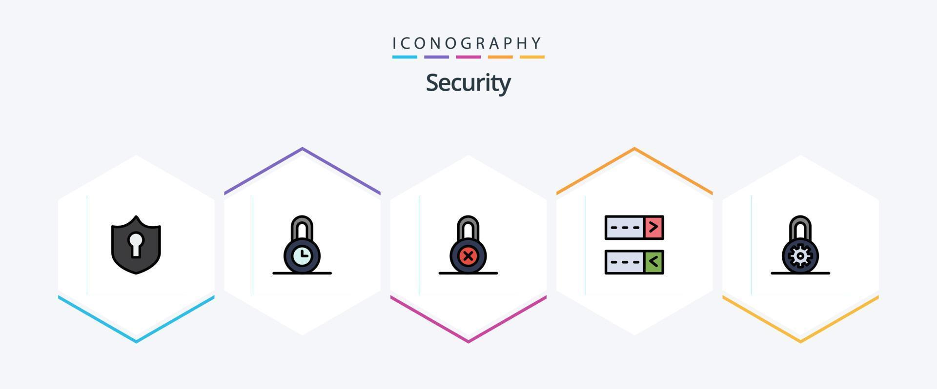 Security 25 FilledLine icon pack including . . protection. options. control vector