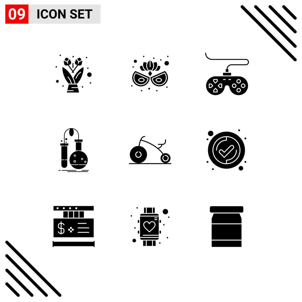 conjunto de 9 iconos de interfaz de usuario modernos símbolos signos para juegos de bebés matraz de ciencia elementos de diseño vectorial editables vector