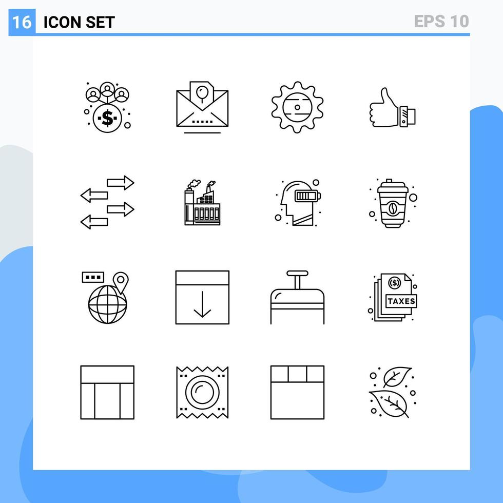 paquete de iconos de vector de stock de 16 signos y símbolos de línea para elementos de diseño de vector editables de negocio de tapa de solución de exportación
