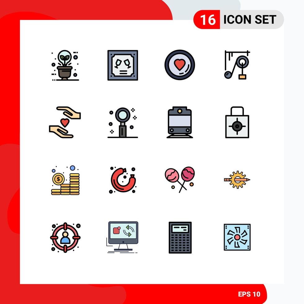 Stock Vector Icon Pack of 16 Line Signs and Symbols for care science letter machine valentine Editable Creative Vector Design Elements