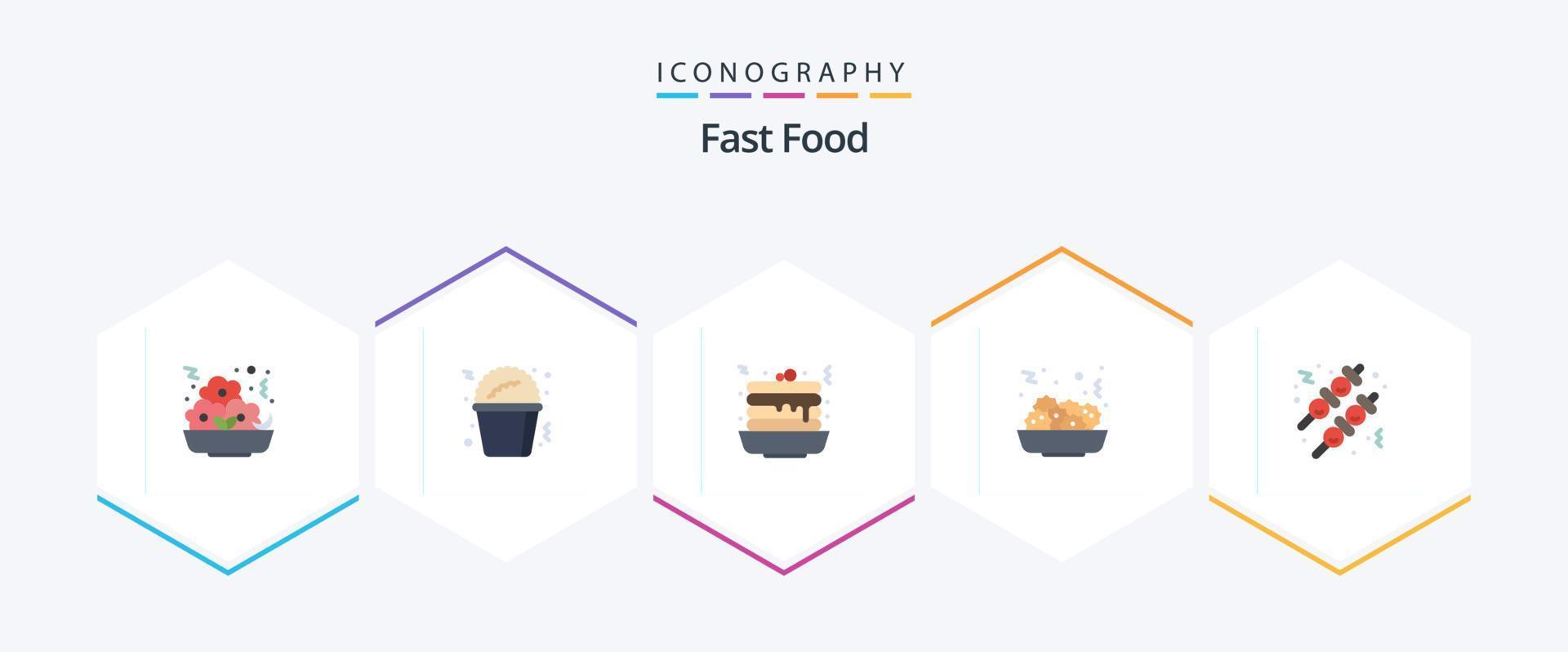 paquete de iconos planos de comida rápida 25 que incluye. alimento. comida rápida. comida rápida. alimento vector