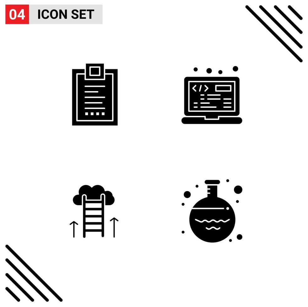 Stock Vector Icon Pack of 4 Line Signs and Symbols for coding career path design laptop dream Editable Vector Design Elements
