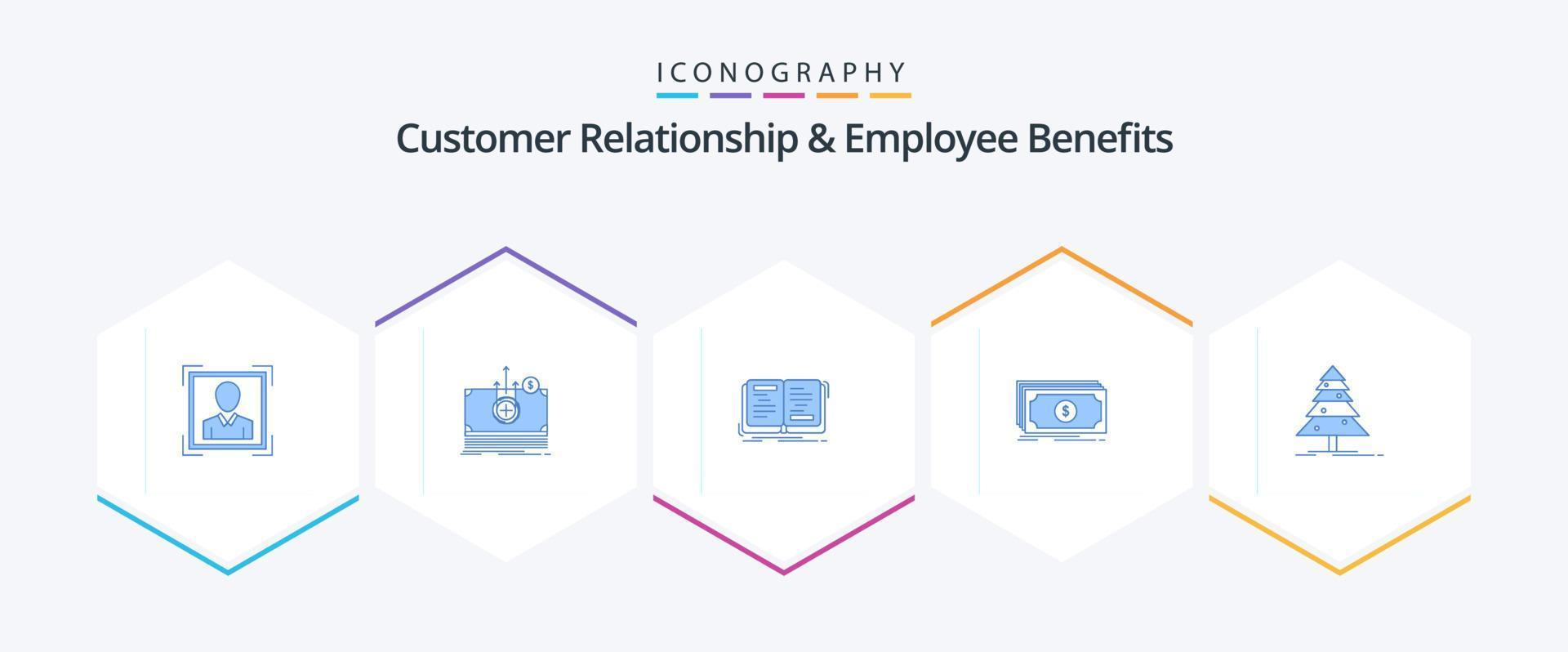 Customer Relationship And Employee Benefits 25 Blue icon pack including tree. transfer. book. fund. theory vector